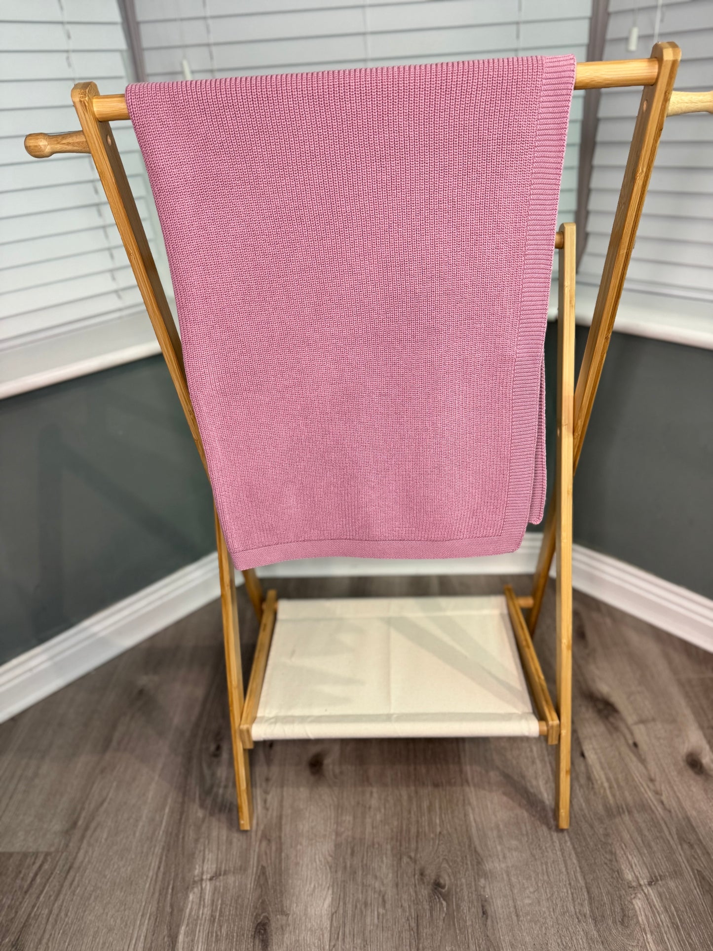 Dusty Rose chunky knit personlised cotton baby blanket - NEW ARRIVAL