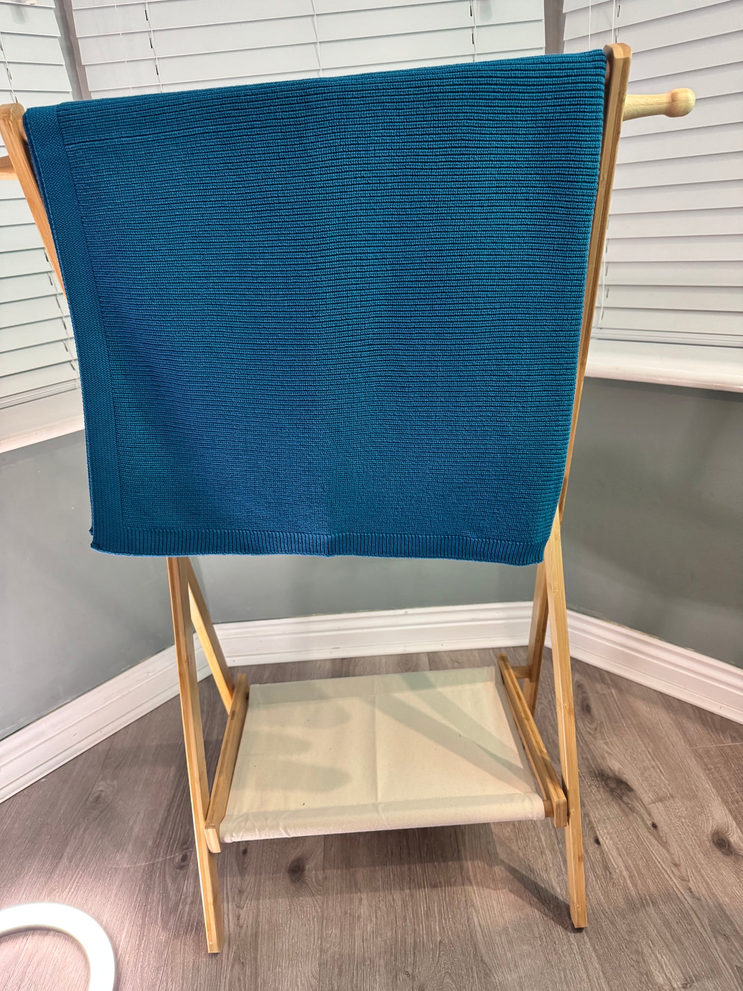 Deep ocean blue personlised chunky knit cotton baby blanket