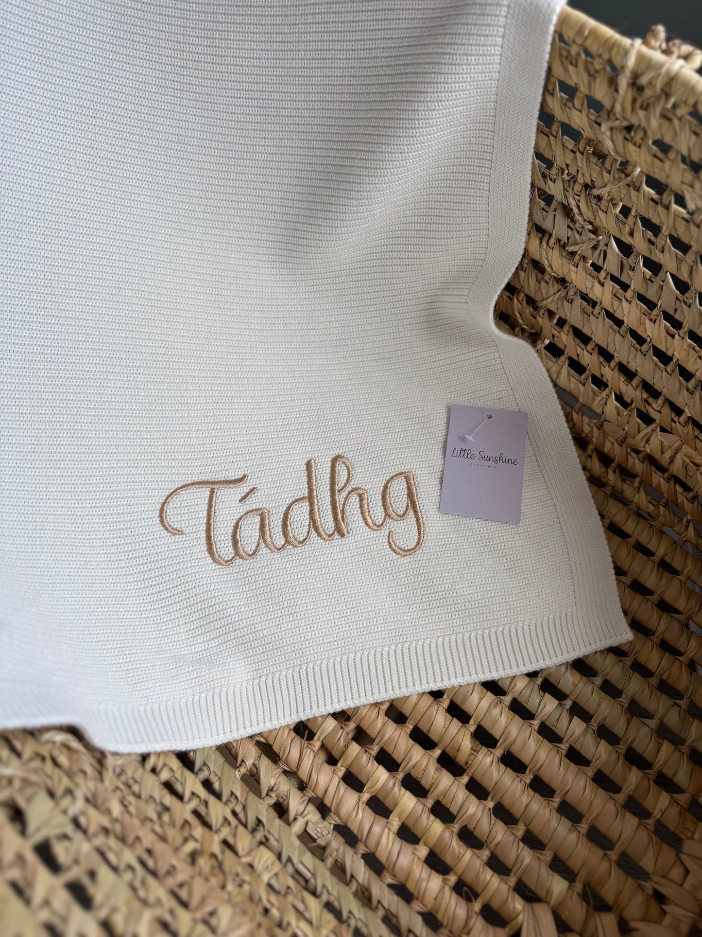 Cream personlised cotton baby blanket