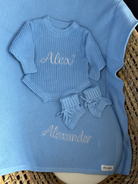 Blue romper & booties set