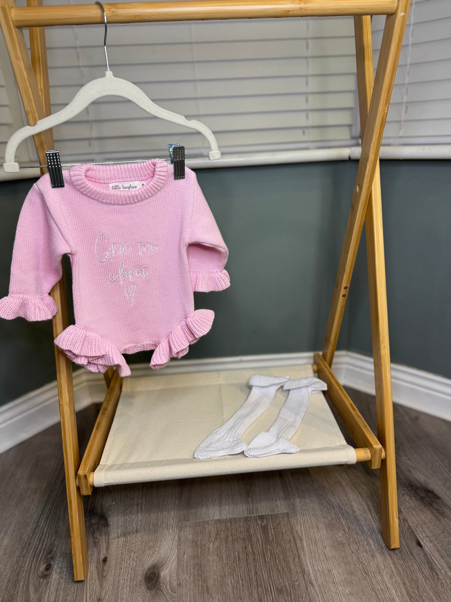 Pink Frilly Romper & Booties/Socks Set