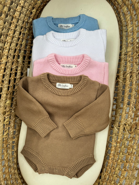 Pink Flat knit romper & booties set