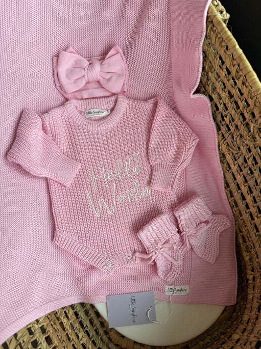 Pink romper & booties set