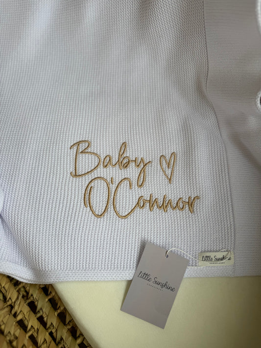 Snow white personlised cotton baby blanket