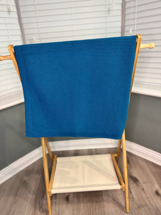 Petrol Blue personlised chunky knit cotton baby blanket - NEW ARRIVAL