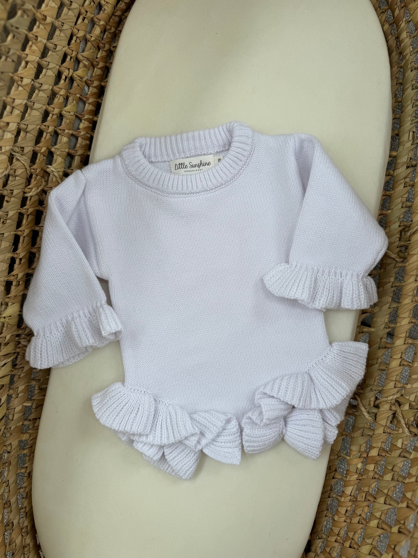 White Frilly Romper & Booties/Socks Set