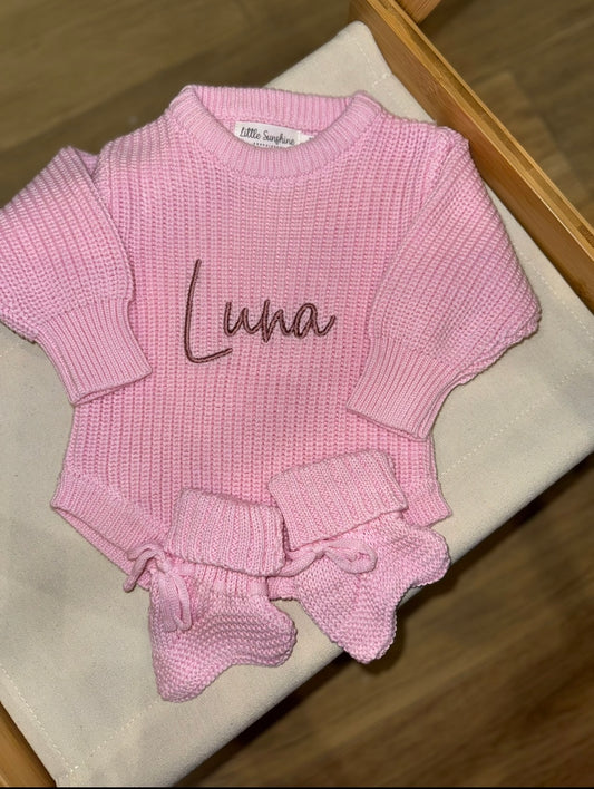 Pink romper & booties set
