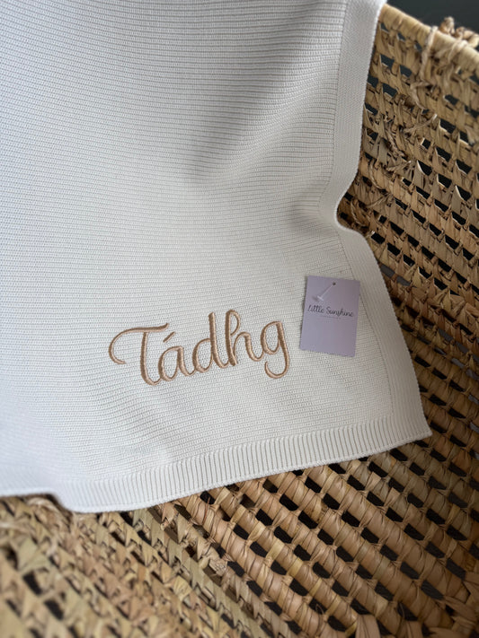 Ivory personlised cotton baby blanket (PRE ORDER)