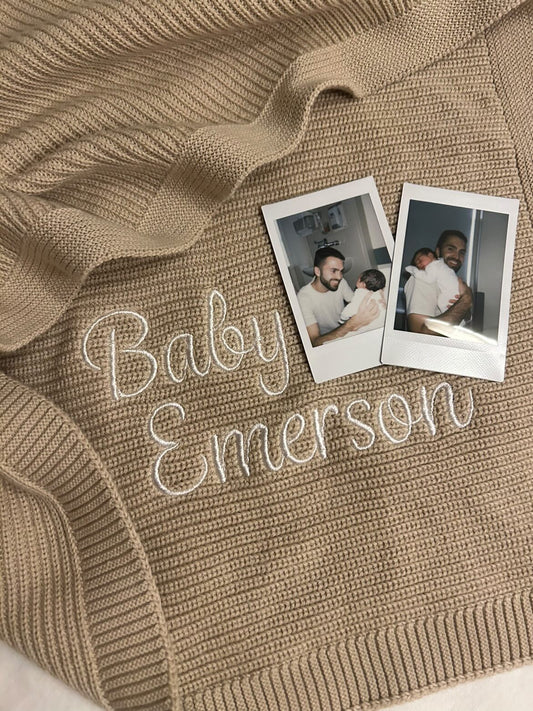 Beige personlised cotton baby blanket (PRE ORDER)